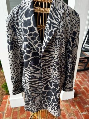 Vintage 80s West Germany Animal Print Wool Blend Statement Blazer Jacket 38 /M🐆✨